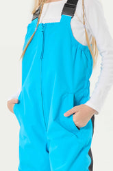 Girls’ Sky Blue Waterproof Reflective Durable Snow Bibs